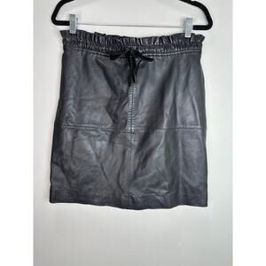 1.2.3 UN DEUX TROIS Women’s Black Sheepskin Drawstring Skirt size 38 US Medium